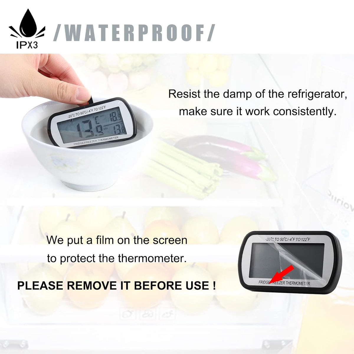 AEVETE Refrigerator Thermometer Digital Fridge Freezer Thermometer