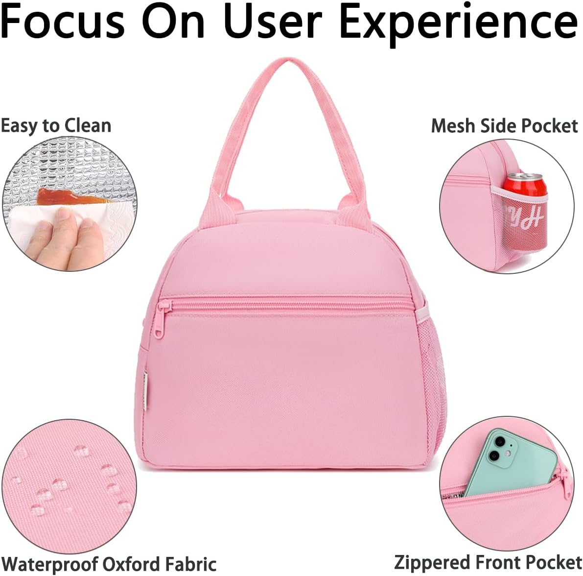 GYEUKHAM Lunch Bag Women, Lunch Box for Adult Men Kids Girls, Small Cute Lunchbox Tote Large Capacity Insulated Lunch Container Cooler for Work School Picnic Travel, Black White Stripes