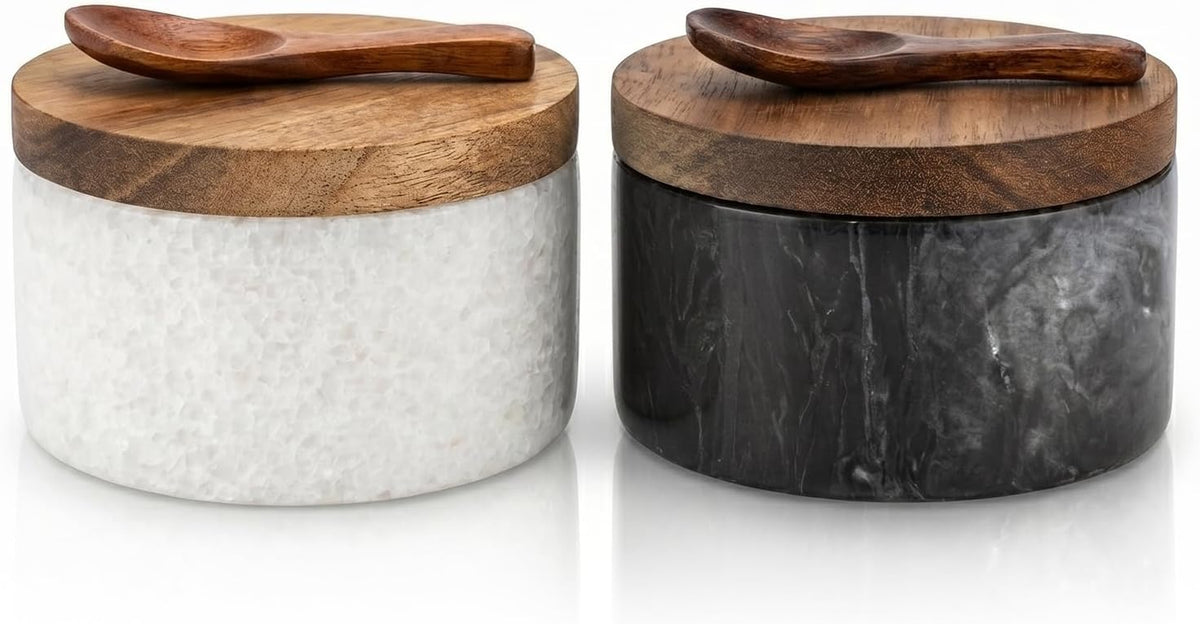 Marble Salt Cellar, Salt and Pepper Bowls - Set of 2