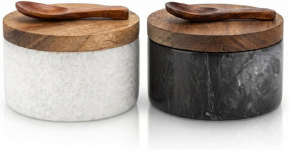 Marble Salt Cellar, Salt and Pepper Bowls - Set of 2