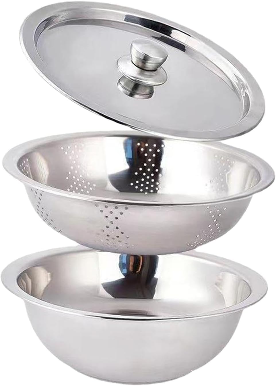 Food Storage Container Colander with Bowl Rice Rinser Food Strainer Produce Container for Salad Meat Beans Multipurpose Kitchen Utensil- 30cm