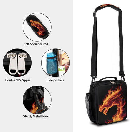 cfpolar Skull Skateboard Lunch Box for Boys Girls, Insulated Lunch Bags for Kids Reusable Mini Cooler Lunch Tote Lunchbox Thermal Meal Tote Kit with Shoulder Strap for Work School Picnic