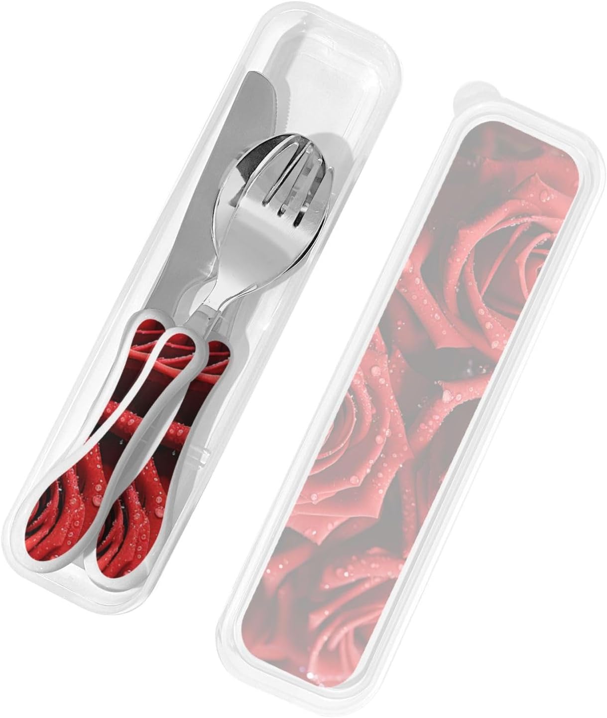 3-Piece Kids Silverware Set With Storage Case, Stainless Steel Reusable Children Safe Knife Spoon Fork Set Tropical Sunset Seaside Children Flatware Set For Kids Lunch Box