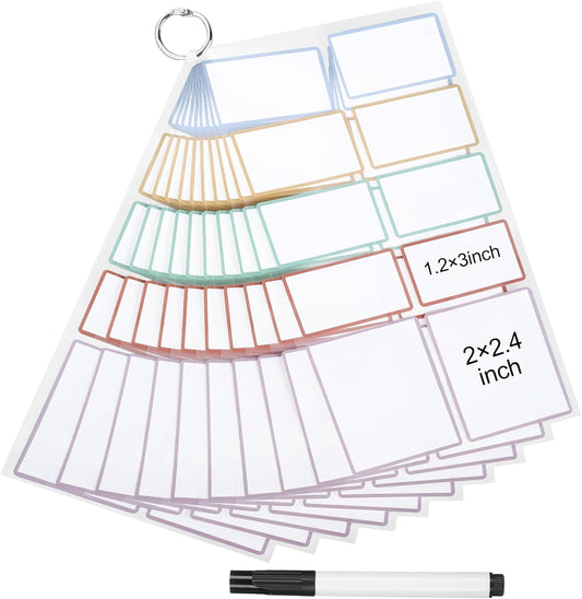 Dry Erase Sticker Labels Reusable Dry Erase Notes Storage Bins Labels Waterproof and Oil-Proof Removable Stickers for Food Containers Kitchen Classroom (60Pcs 1.2In ×3In 2In×2.4In)