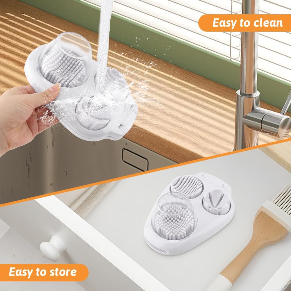 3-in-1 Egg Slicer for Hard Boiled Eggs, with Cleaning Brush