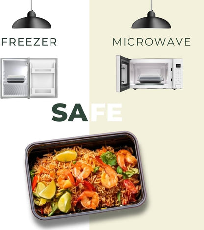 Reusable To-Go Food Meal Prep Storage Containers with Leak Proof Snap Lids 58oz | 1715ml | 50-Pack