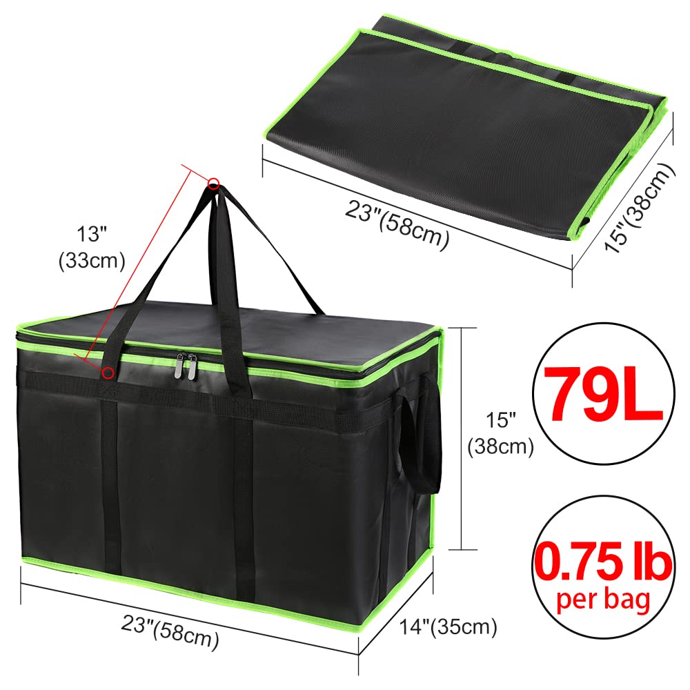 Insulated Food Delivery Bag, XXXL Insulated Reusable Grocery Cooler/Hot Bags, Tote Bag for Shopping/Travel/Doordash, Catering Bag Doordash 22x14x13, Black, 1-Pack