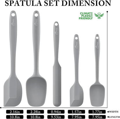 HOTEC Heat Resistant 600℉ Food Grade Silicone Rubber Spatula Set for Baking, Cooking, and Mixing Non Stick Dishwasher Safe BPA-Free Multicolor Set of 5