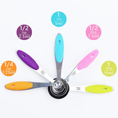 9PCS Black Stainless Steel Measuring Cups and Spoons Set, Heavy Duty Measuring Cup Set