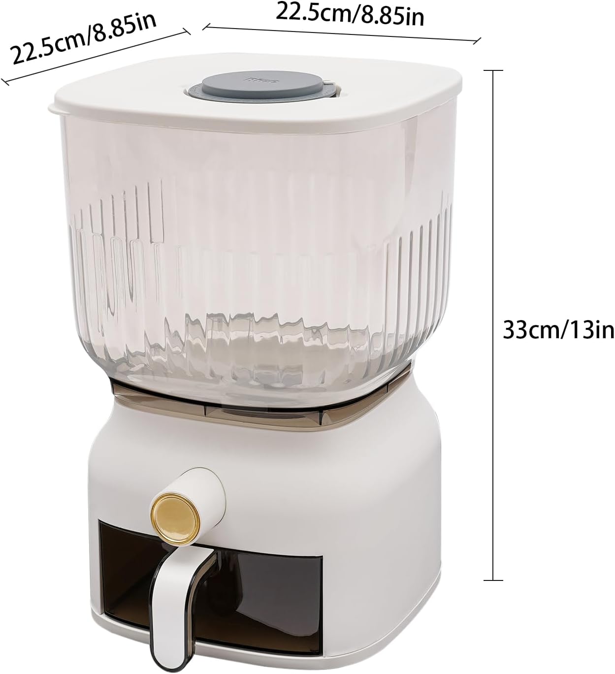 LYNICESHOP 22 Lbs Rice Dispenser, Large Sealed Grain Storage Container With Rice Cup Food Dispenser Kitchen Organizer For,Beans, Grains, Cereal Dry, Small Pantry (Square)