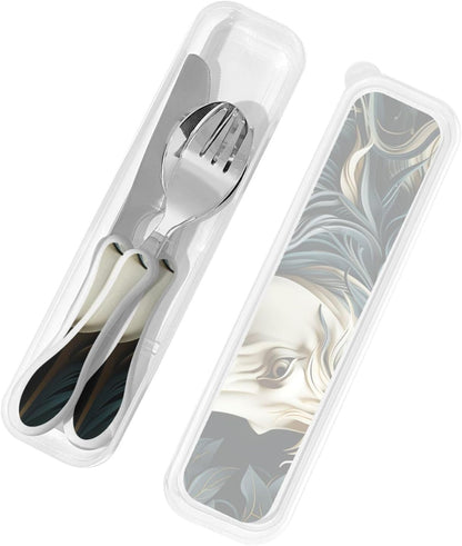 Stainless Steel Kids Silverware Set, Horse Pattern Utensil Set Reusable Children Safe Knife Spoon Fork Set With Storage Case Dishwasher Safe For Lunch, Travel Outdoors