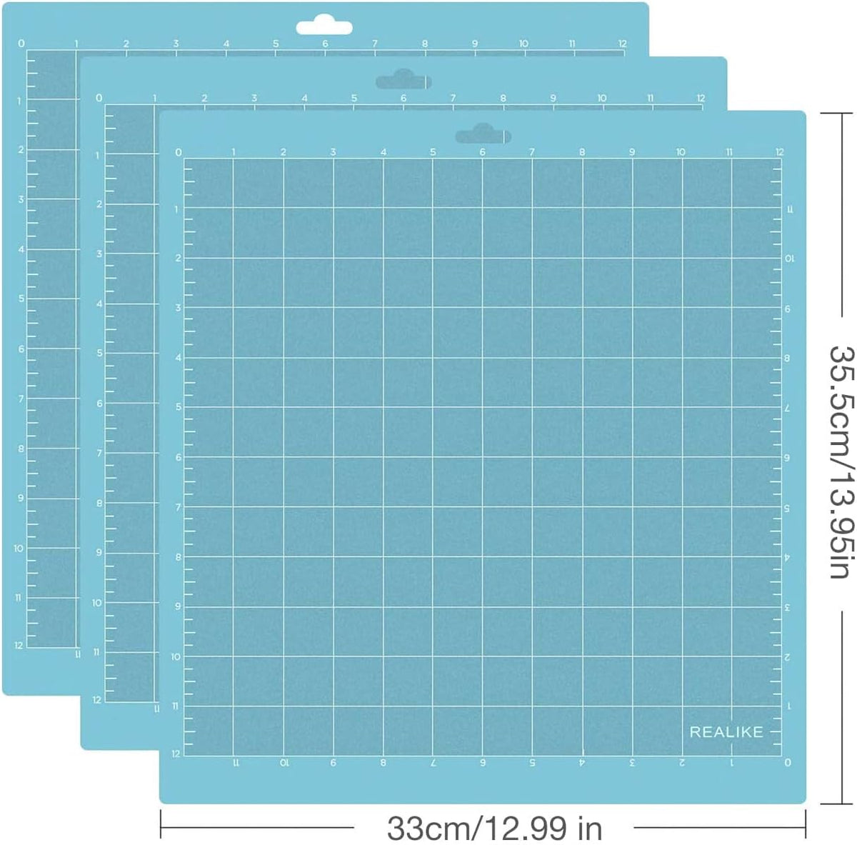 REALIKE 12x12 Light Cutting Mat Compatible with Cricut Maker 3/Maker 4/Maker/Explore 3/4/Air 2/Air/One(3 Mats), Gridded Adhesive Non-Slip Cut Mat for Crafts, Quilting, Sewing and All Arts