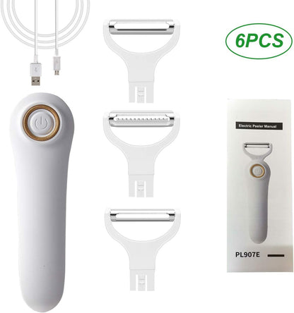 Electric Potato Peeler, Handheld Electric Vegetables and Fruit Peeler 3-in-1 Pro Set, USB Rechargeable Kitchen Gadgets for Apples, Potato, Carrots, Cucumber