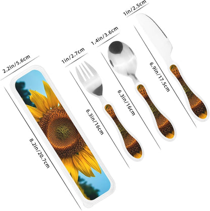 3-Piece Kids Silverware Set With Storage Case, Stainless Steel Reusable Children Safe Knife Spoon Fork Set Astronaut Cat Fish Children Flatware Set For Kids Lunch Box