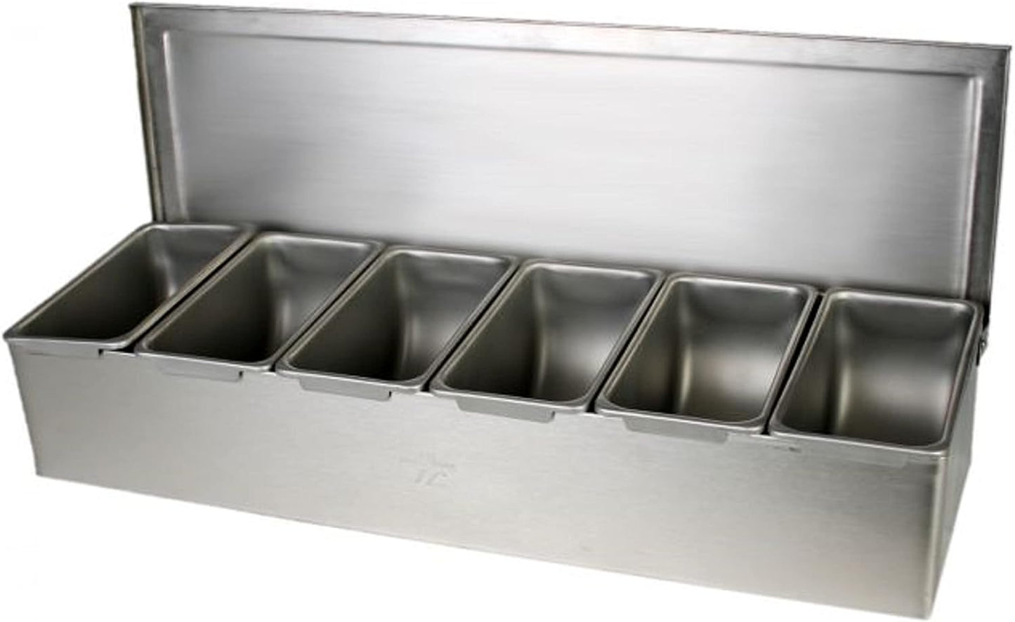 TrueCraftware- 5 Compartment Stainless Steel Condiment Bar (Open Bottom)- Condiment Dispenser Serving Container Garnish Tray Bar Caddy Condiment Server Caddy Garnish Holder for Home Work Restaurant