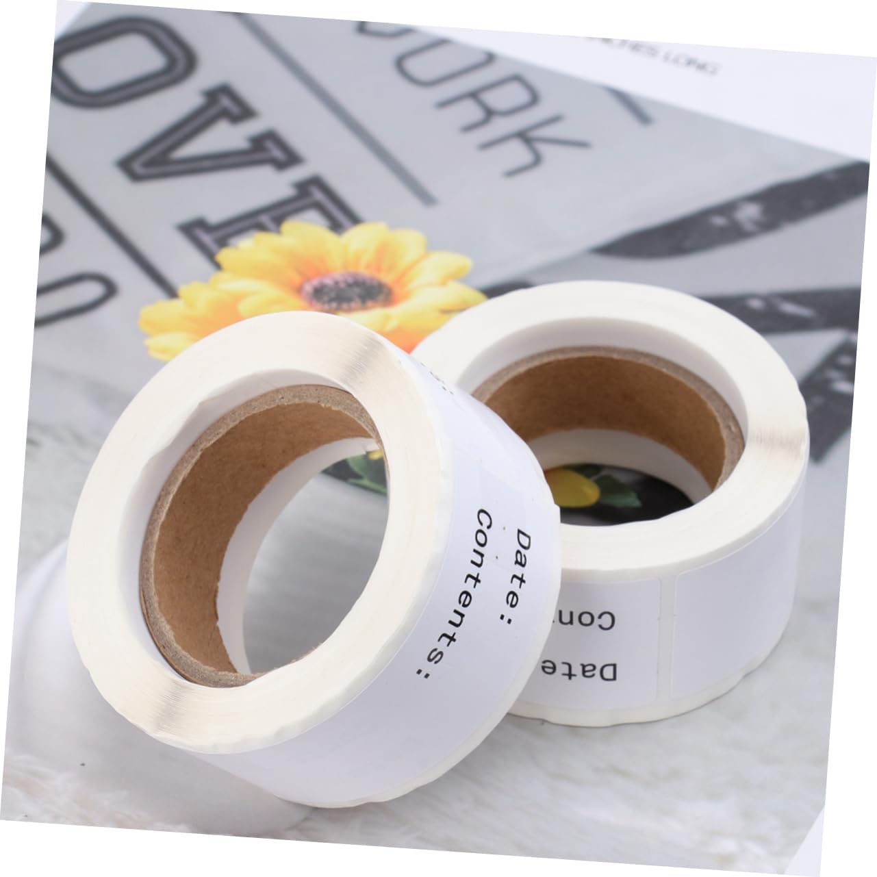 Homoyoyo 2Rolls English Record Date Stickers Kitchen Food Label for Storage and Organization Paper Peel and Stick Without Glue and Fade-Resistant for Freezer Refrigerator and Pantry Use