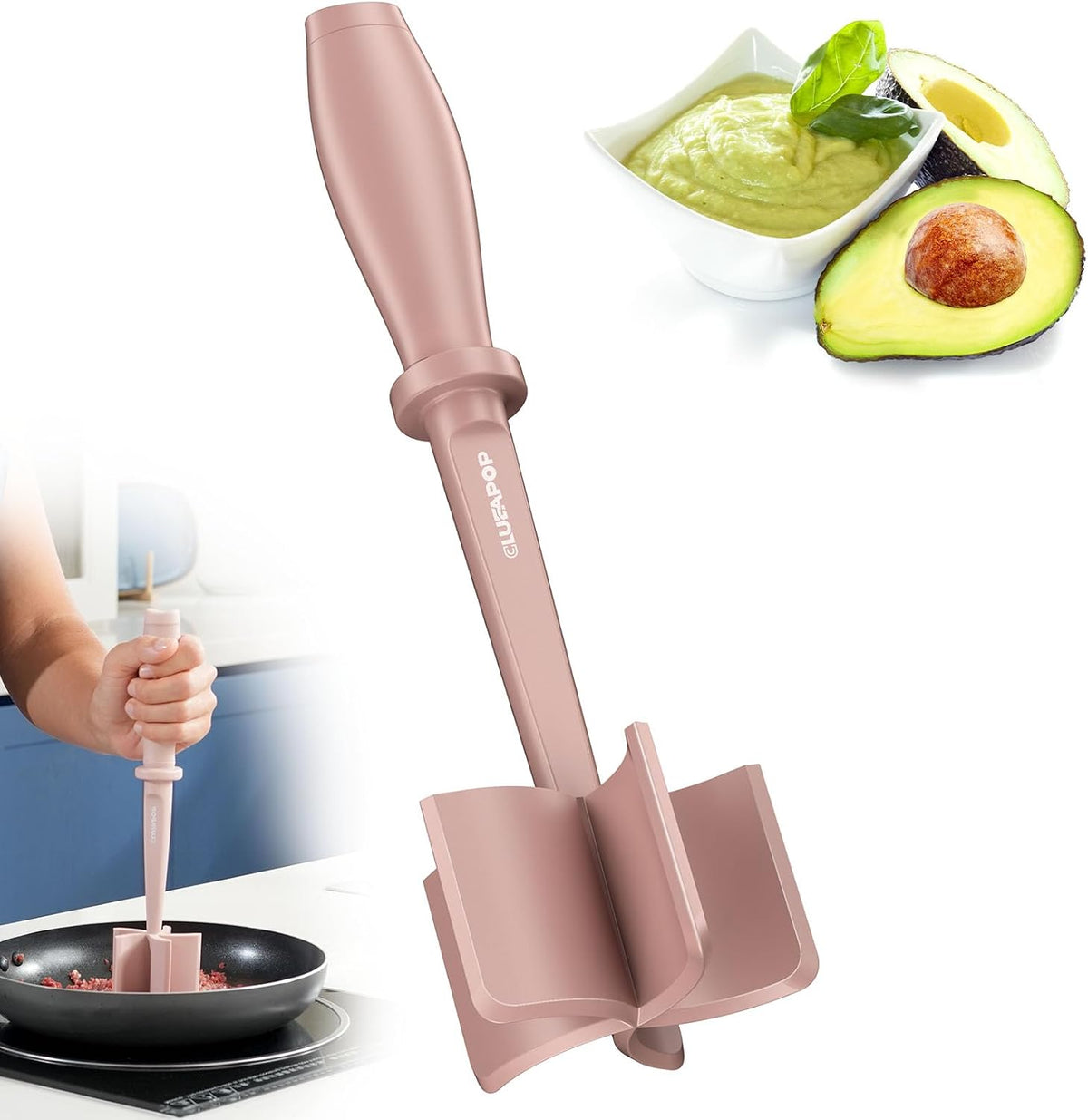 Meat Chopper for Hamburger, CLUEAPOP Premium Heat Resistant Masher and Smasher for Ground Beef, Nylon Ground Beef Chopper Tool and Meat Fork, Non Stick