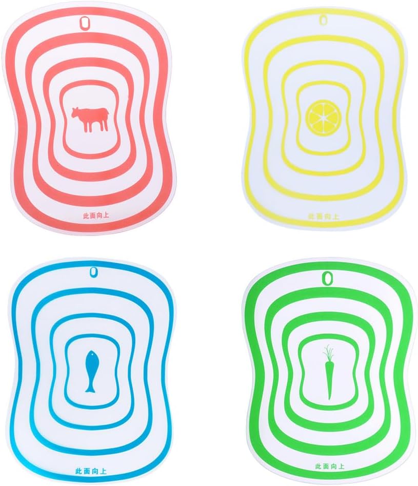 Zerodeko Anti-Slip Flexible Cutting Board Set 4-Pack 7.87X5.82X0.07 Inch Portable Plastic Chopping Boards for Kitchen Food Prep Non-Slip Mats