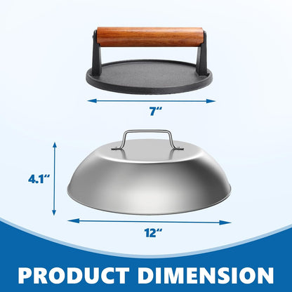 Square Cast Iron Burger Press Smash Griddle Cooking Weight for Blackstone