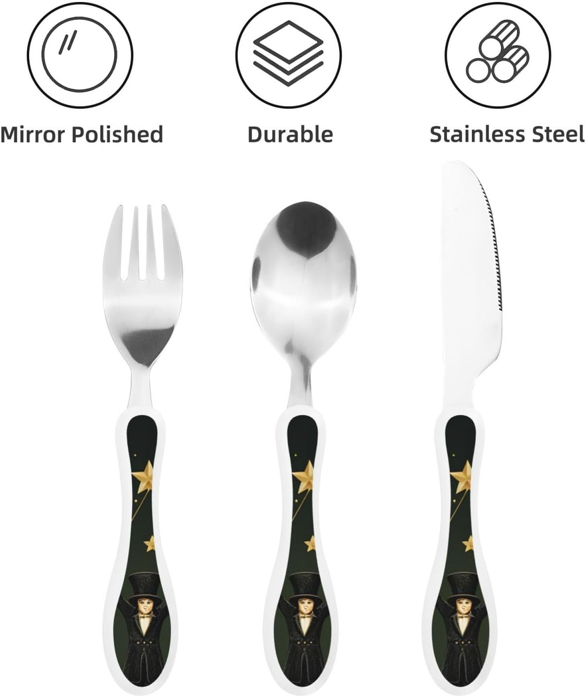 3-Piece Kids Silverware Set With Storage Case, Stainless Steel Reusable Children Safe Knife Spoon Fork Set Blue Active Girl Running Sunset Children Flatware Set For Kids Lunch Box - Colors C