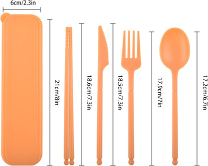 Reusable Utensils Set with Case, Plastic Travel Utensils, 1 Sets Plastic Spoons and Forks Set for Lunch Box, Picnic, Travel, Camping (Blue)