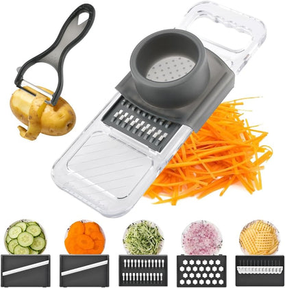 Mandoline Slicer for Kitchen,6-in-1 Adjustable Mandolin Blade with Safe Hand Guard,Stainless Steel Mandoline Food Slicer, for Kitchen,Potato,Tomato,Carrot,Vegetable,Fruit Cutter