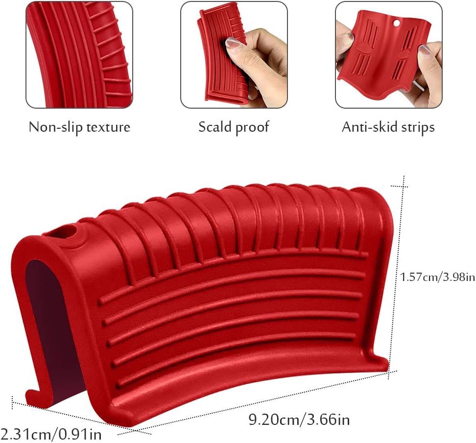 Silicone Assist Handle Holder, Hot Skillet Handle Covers Pot Grip Handle Sleeve Cast Iron Skillets Non-Slip Heat Resistant Pan Grip Cover for Cast Iron Woks Frying Pans Griddles Skillets (Red)