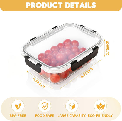 6 Pack Glass Food Storage Containers with Lids, 36 OZ Meal Prep Containers for Lunch, 4.5 Cup Airtight Glass Lunch Containers Set, Microwave, Oven, Freezer & Dishwasher Safe, BPA-Free