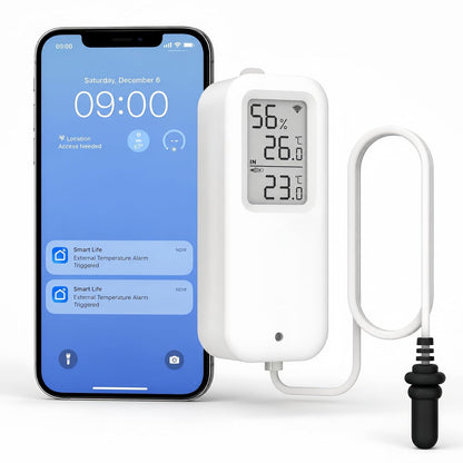 DAYTECH WiFi Freezer Thermometer Alarm, No Hub Required, App Alerts, 1 Pack