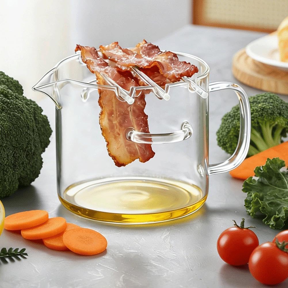 Glass Microwave Bacon Cooker,Multifunctional Glass Bacon Grill with Lid for Oven,Heat-Resistant Microwave Bacons Tray,Non-Stick Glasses Cooking Pot for Home Cooking, Picnics, and Barbecues