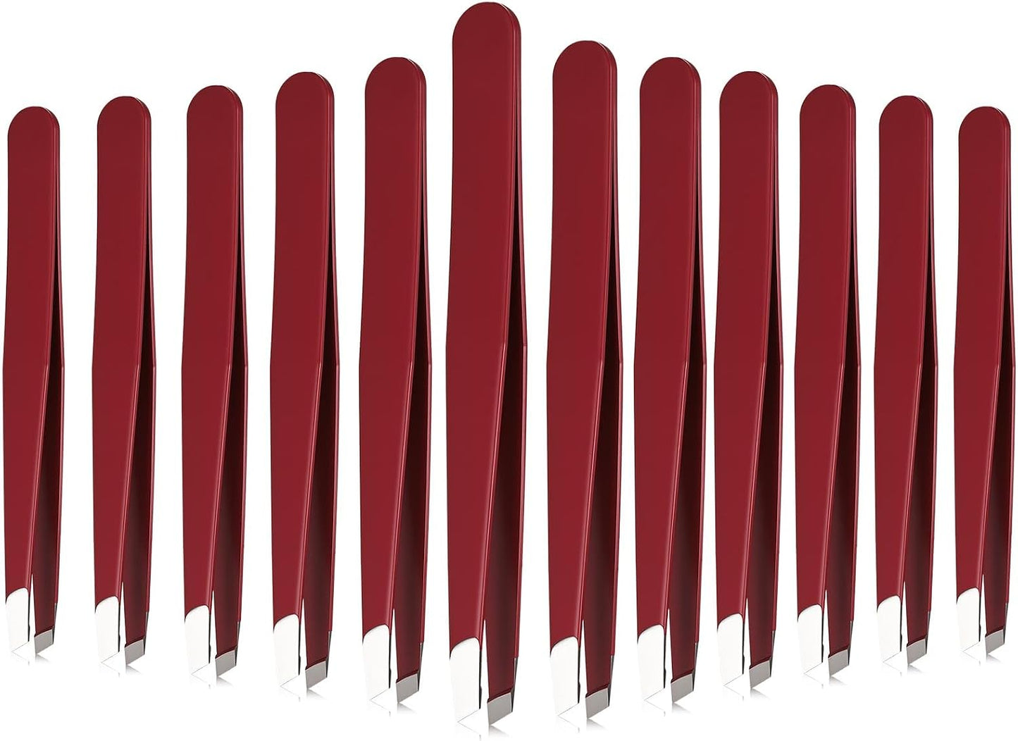 Mudder 12 Pcs Eyebrow Tweezers Set for Facial Hair Stainless Steel Slanted Tip Tweezers in Bulk for Men and Women(Silver)