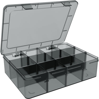 Plastic Organizer Box,12 Grids Clear Bead Organizer Compartment Box with Removable Dividers for Parts,Bead Storage Earring Container Tool Hair Accessories,10.23L x 5.31W x 1.7H inch