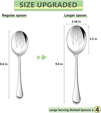 E-far Large Serving Spoons Set of 4, Stainless Steel Serving Utensils Set