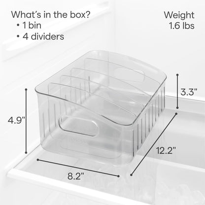 YouCopia FreezeUp Freezer Bin 12", BPA-Free Fridge Organizer with Adjustable Dividers and Handle for Frozen Food and Leftovers