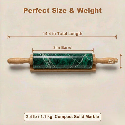 White Heavy Marble Dough Rolling Pin for Baking, 10 inch Barrel