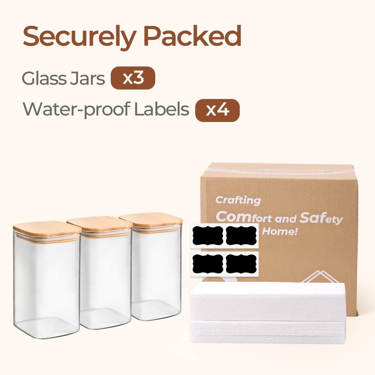 ComSaf 2Pcs Large Glass Storage Containers with Lids 4Qt, 1 Gallon Wide Mouth Flour Sugar Storage Containers, Large Capacity and Sealed for Rice, Cereal, Oat, Easy Clean and Scoop, Pantry Organization