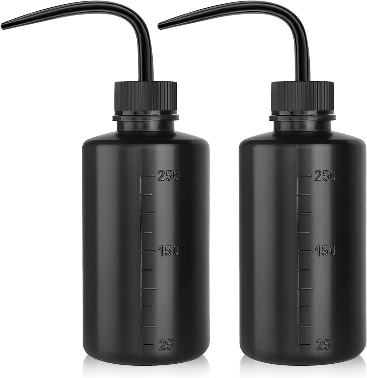 Wash Bottle 2pcs 250ml/8oz Safety Watering Tools, Economy Plastic Squeeze Washing Cleaning With Narrow Mouth Scale Labels for Medical Succulent Irrigation Plant (Black)