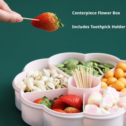 Divided Serving Tray that Spins, Snackle Box Container for Fruits Candy Organizer, Rotating Snack Box Container with Lid, Lazy Spinner Organizer Veggie Fruit Tray for Kitchen, Party and Picnic