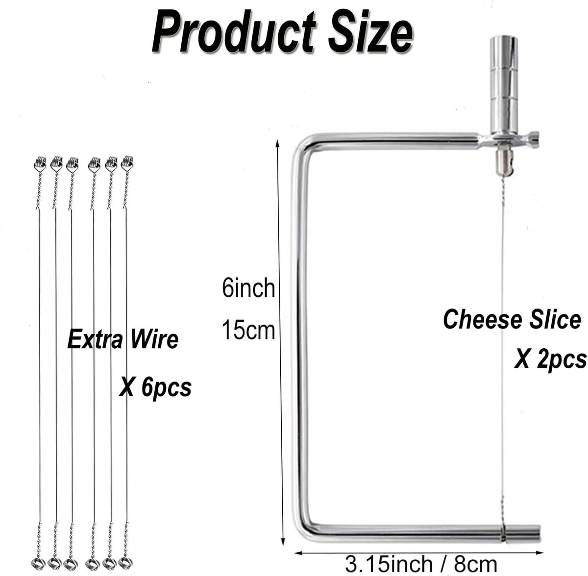 Cheese Slicer Accessories Kitchen Marble Board Cheese Cutter Stainless Steel Components Ideal Making Giftable Cheese Cutting Boards with The Cheese Slicer Kit (4CheesS slicer 12Extra Wires,6inch)