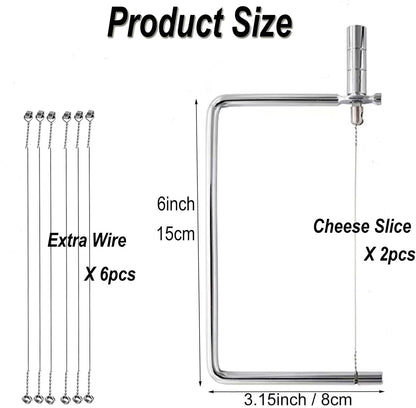 Cheese Slicer Accessories Kitchen Marble Board Cheese Cutter Stainless Steel Components Ideal Making Giftable Cheese Cutting Boards with The Cheese Slicer Kit (4CheesS slicer 12Extra Wires,6inch)