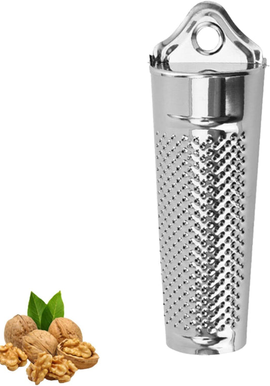 Nutmeg Grater Stainless Steel Cheese Grater Handheld Nutmeg Grinder with Container for Kitchen Hard Cheese Citrus Fruits Garlic Nut and Nutmeg
