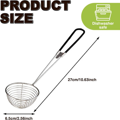 6 Pieces Stainless Steel Spider Strainer Skimmer, 4 Inch Hot Pot Kit Strainer Scoops with Long Handle, Asian Skimmer Spoon Ladle for Boba Pearls, Pasta, Meatball, Cooking & Frying Food