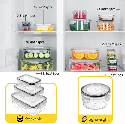 48 Pack Meal Prep Containers Set With Airtight Lids,BPA Free Food Storage Containers For Leftovers Leakproof Stackable Freezer/Microwave/Dishwasher Safe Lunch Box (24, Rectangular+Roud)