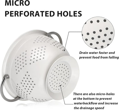 Colander Set for Kitchen, 1.5, 3, 5 Qt Food Strainers and Colanders