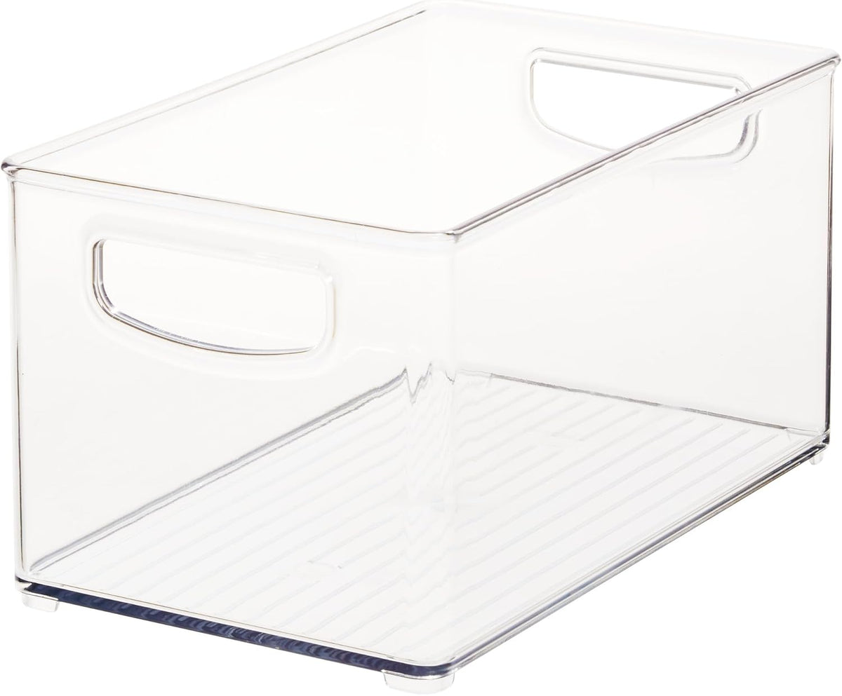iDesign Stackable Clear Plastic Bin, 4-Pack | Kitchen Organizers and Storage, For Fridge and Pantry
