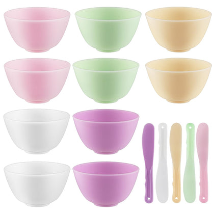 10 Pcs Small Silicone Facial Mask Mixing Bowl with Spatulas,Mud Mask and Other Skincare Products DIY Containers,Professional Spa Face Mask Mixing Tool,5 Colors