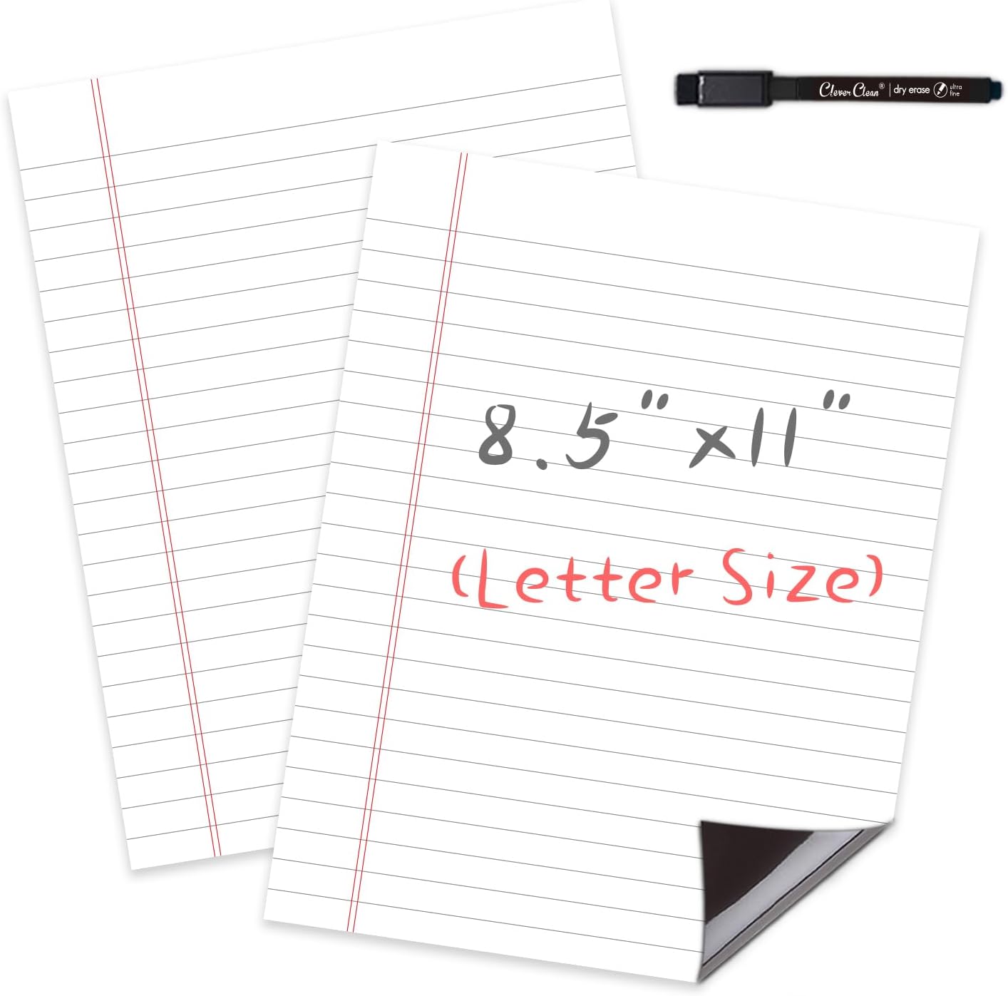 Magnetic Dry Erase Board - 8.5”x11” Dry Erase Whiteboard in 3 Colors - Reusable Blank Whiteboard for Fridge – 6 Dry Erase Markers Included