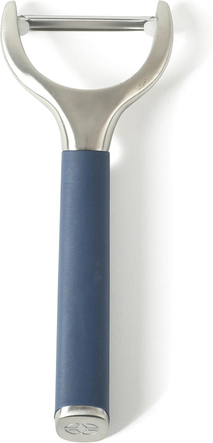 Calphalon Prime Straight Vegetable Peeler, Stainless Steel Peeler with Swivel Blade for Fruits & Vegetables, Weighted Handle for Control, Weighted Handle for Control