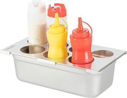 Restaurantware Stainless Steel Bottle Organizer - 1 Count - 6.299 x 7.087 x 0.394 Inches - Dishwasher-Friendly Condiment Holder - Kitchen Bottle Rack - Space-Saving Design - Silver