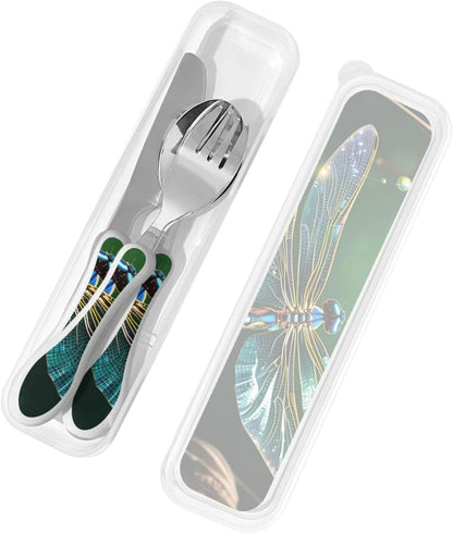 3-Piece Kids Silverware Set With Storage Case, Stainless Steel Reusable Children Safe Knife Spoon Fork Set Long Haired Dachshund Children Flatware Set For Kids Lunch Box